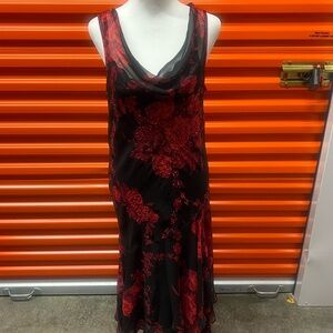 Dressbarn Red and Black Sleeveless Cowl Neck Maxi Dress